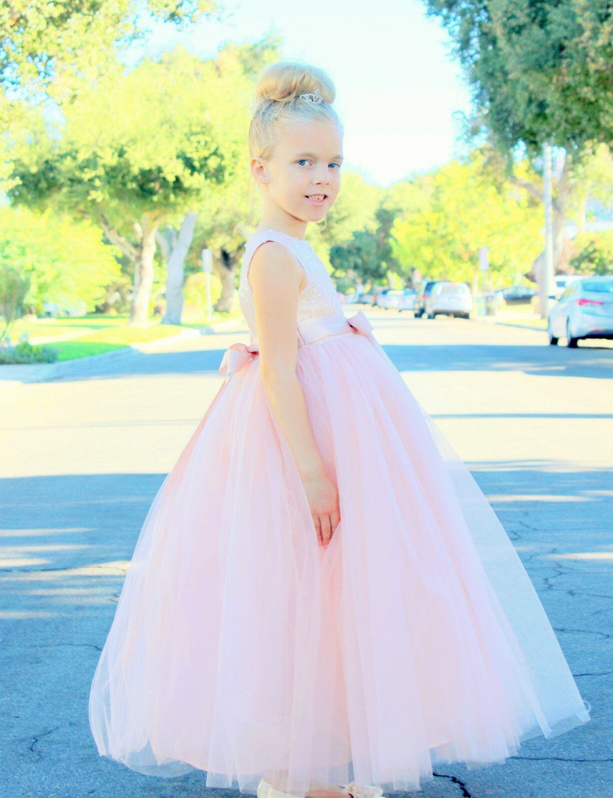 Sequin Heart Cutout Flower Girl Dress Formal Dress Father Daughter Dance Dresses