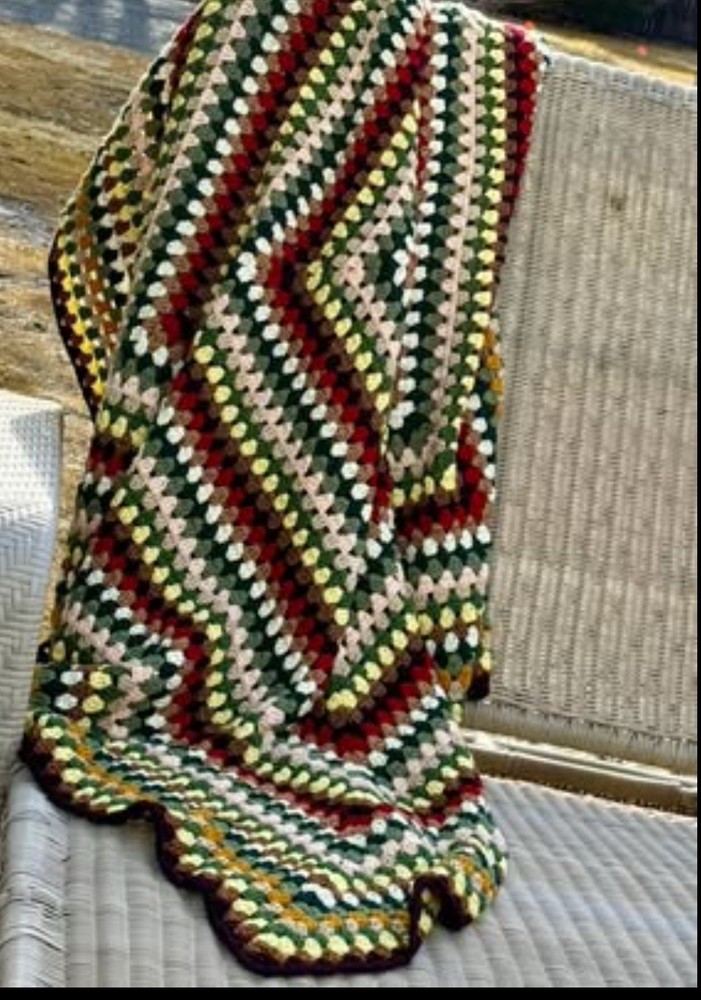 Large Granny Square Handmade Afghan NEW