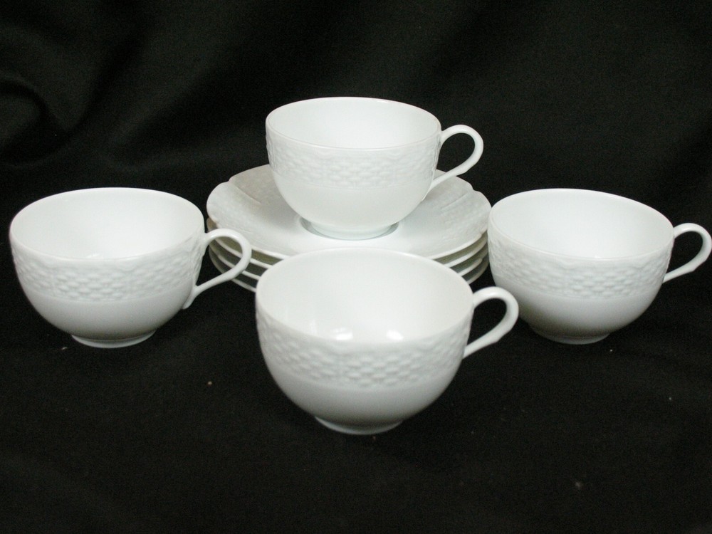 4 RAYNAUD OSIER CUPS & SAUCERS Mint