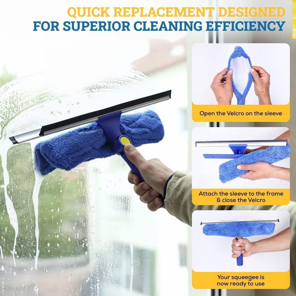 12" Microfiber Reusable Washable Window Cleaning Squeegee Sleeves - 5 Pack
