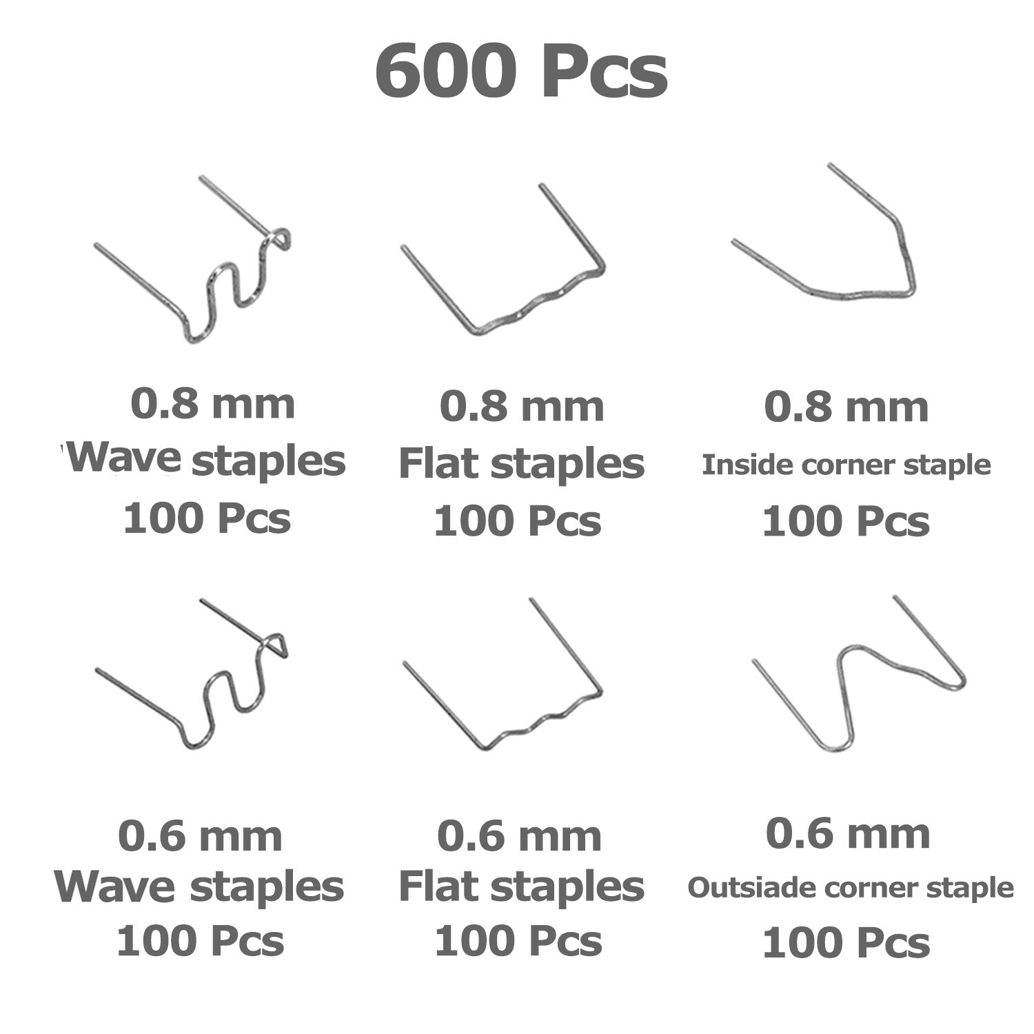 600X Hot Staples for Car Bumper Fender Welder Stapler Plastic Welding Repair Kit
