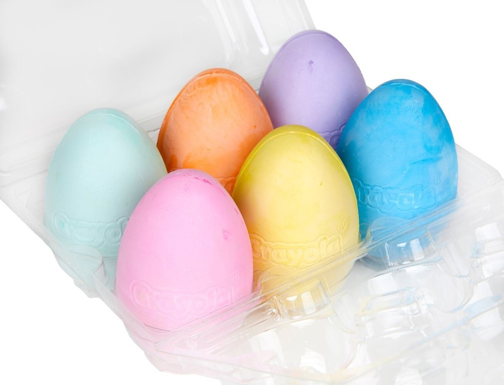 CRAYOLA SIDEWALK CHALK WASHABLE 6 DIFFERENT COLORS EGG SHAPED CHALKS Easter Gift