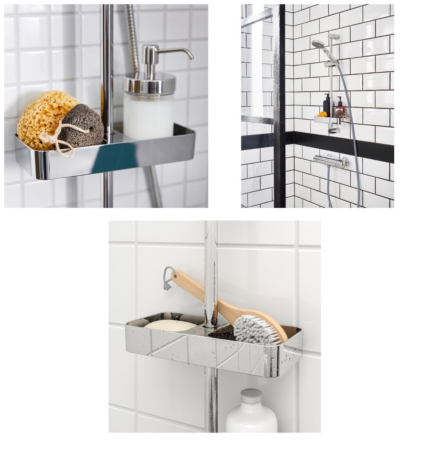 IKEA BROGRUND Chrome Plated Shower Shelf Caddy NEW