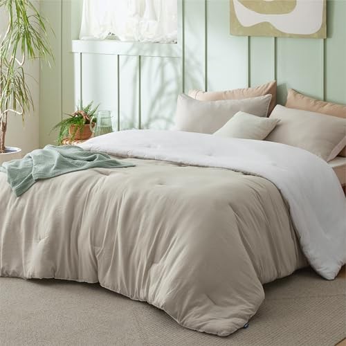 Queen Comforter Set, Beige Soft Prewashed Bedding Queen(90"x90") 01 - Beige