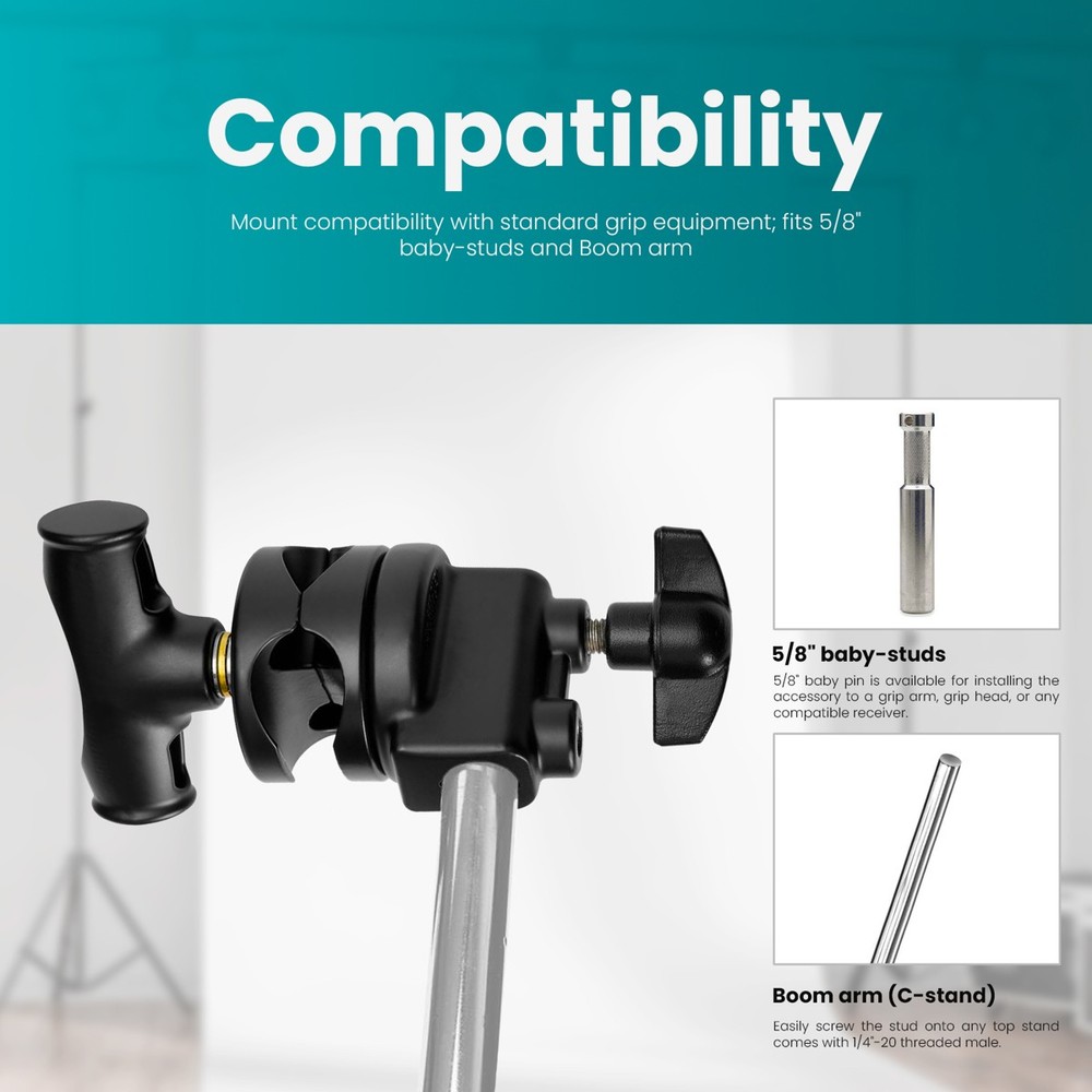 Flashpoint 2.5" Pro Grip Head for Lights and Accessories, Black