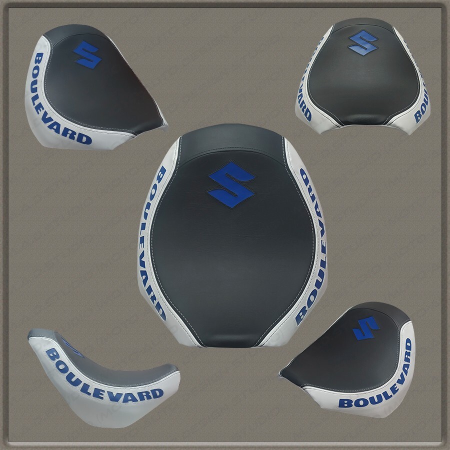 CUSTOM Design (Black-White+Blue) Seat Cover Suzuki BOULEWARD M109R 2006+