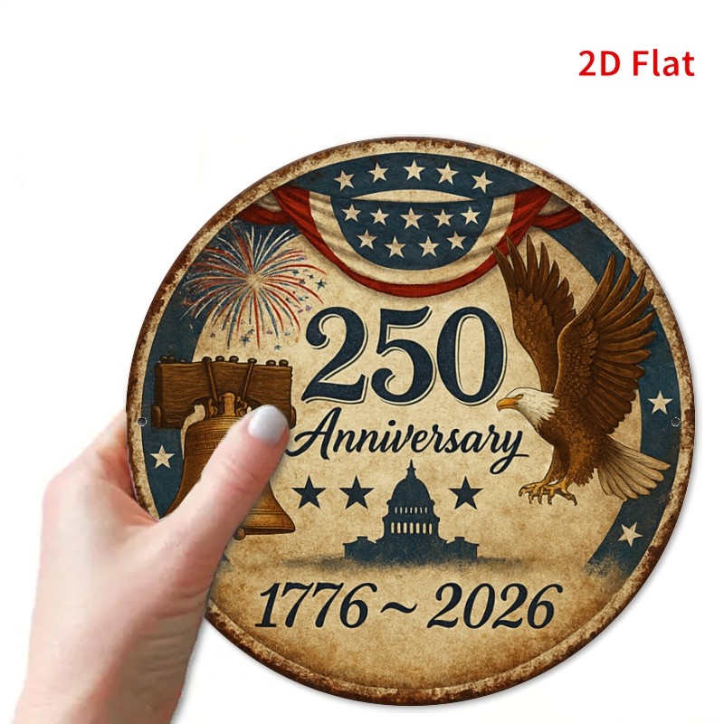 USA 250th Anniversary Metal Sign 1776-2026 Patriotic Bell & Eagle Wall Decor