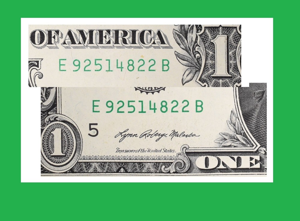 US $1 Note - Ink Well CONTAMINATION Error - Mismatch Color 92514822