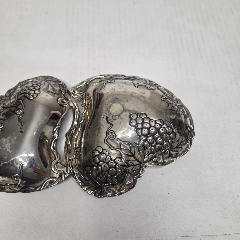 Godinger Silver Art Co Double Heart Grape Silver Plate Serving Dish Candy Nuts
