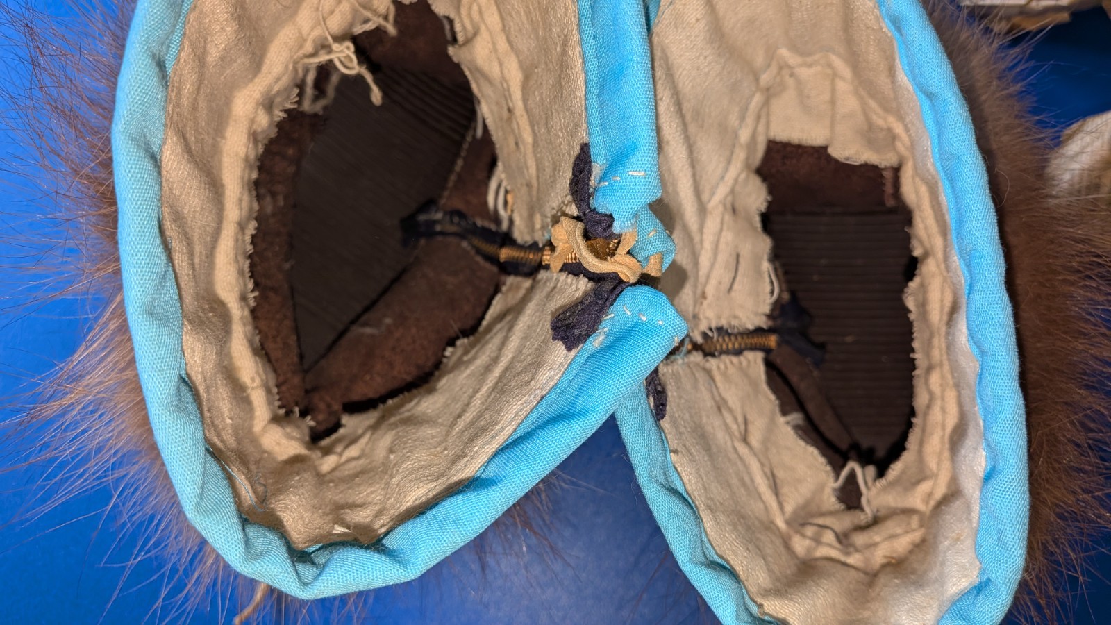 Vintage Authentic Native Alaskan Hand Beaded Mukluks with real Leather and Fur