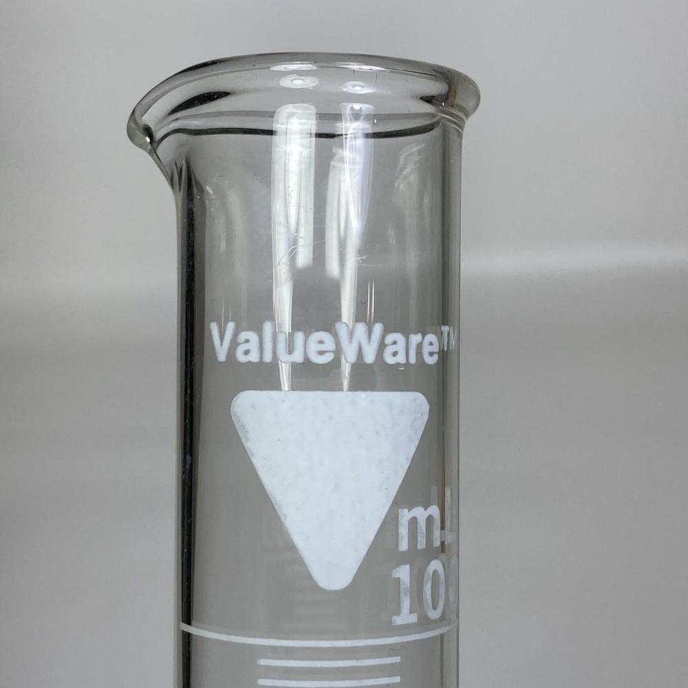 VTG Value Ware Glass 100mL Single Scale Graduated Cylinder Hex Base