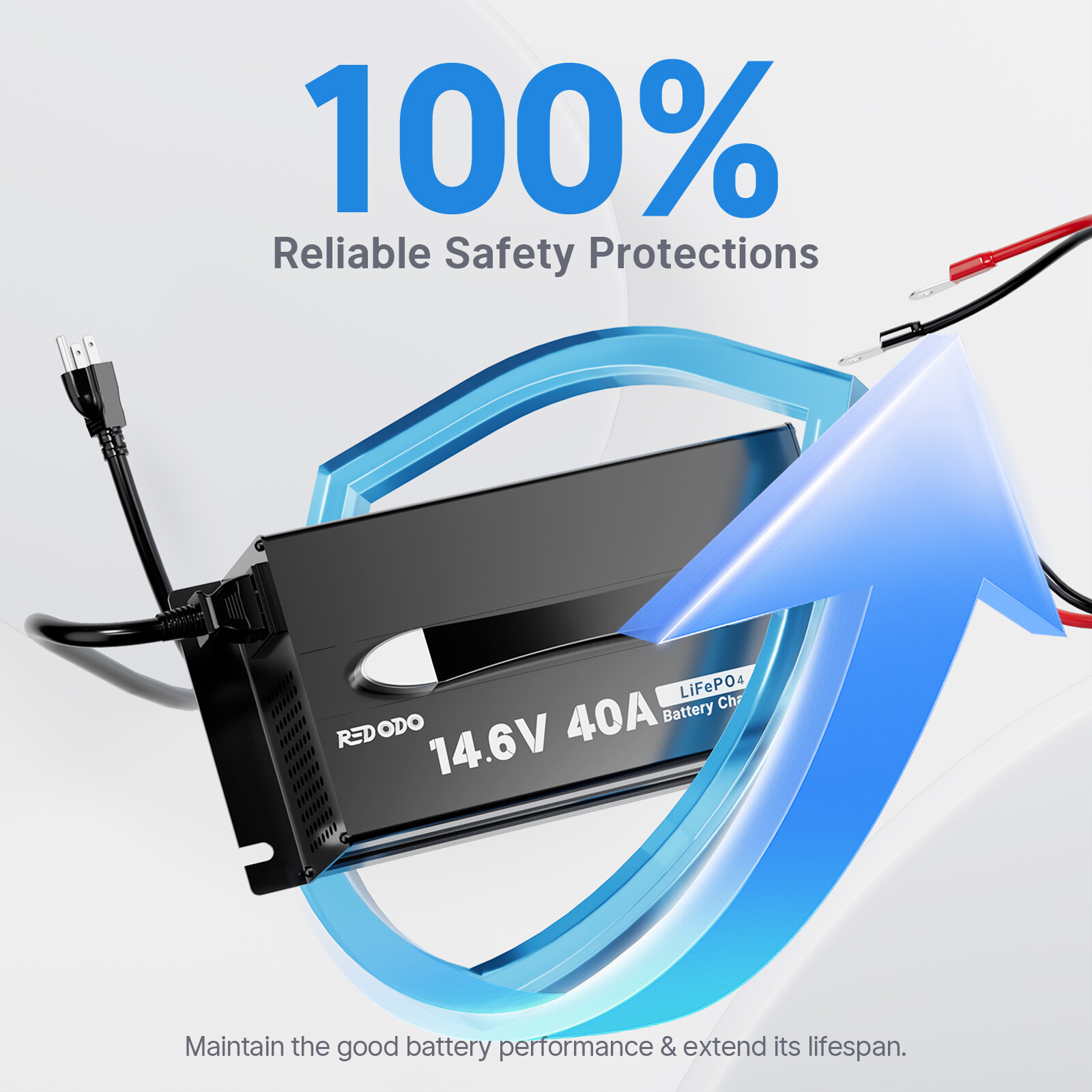 Redodo 14.6V 40A LiFePO4 Lithium Battery Charger with LED Display Upgrade Handle