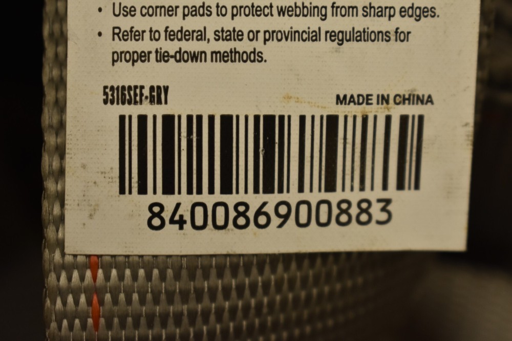 US Cargo Control USCC E Track Ratchet Strap w Spring E Fitting 2" x 16' Gray