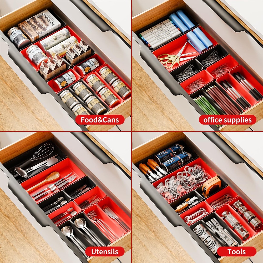 [5 Sizes] [69 PCS] Tool Drawer Organizer, Desk Tray, Rolling Chest, Toolbox (...