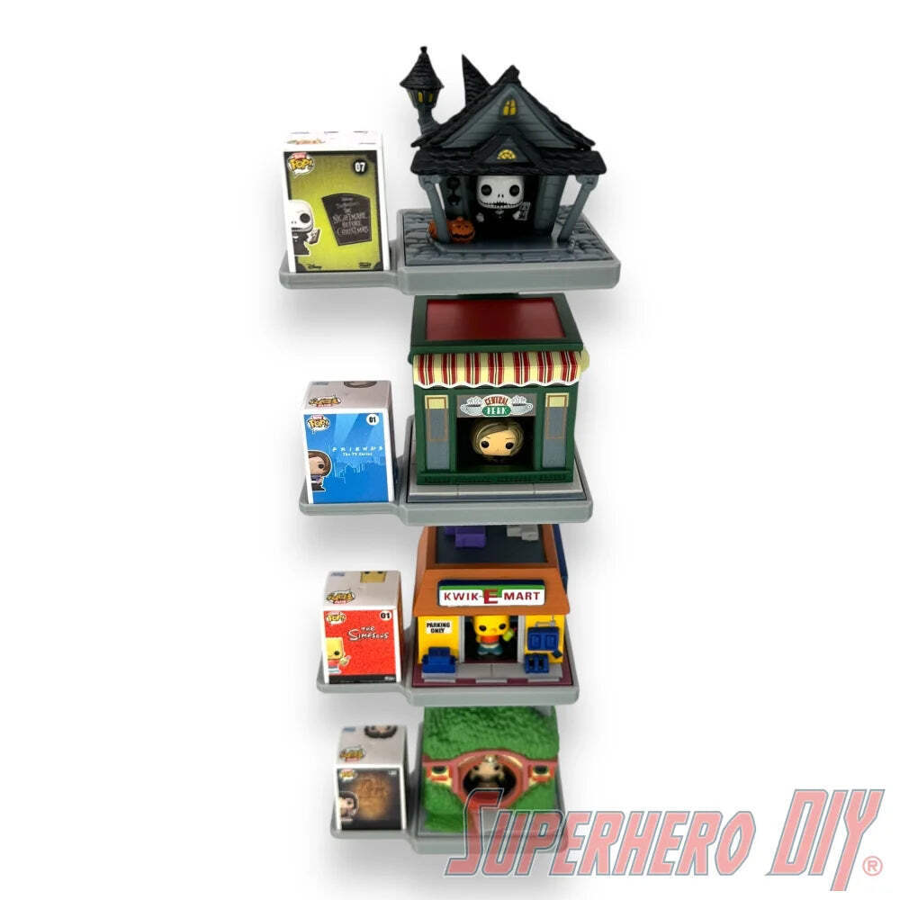 STACKABLE Floating Shelf for Bitty Pop Towns | Includes command strips