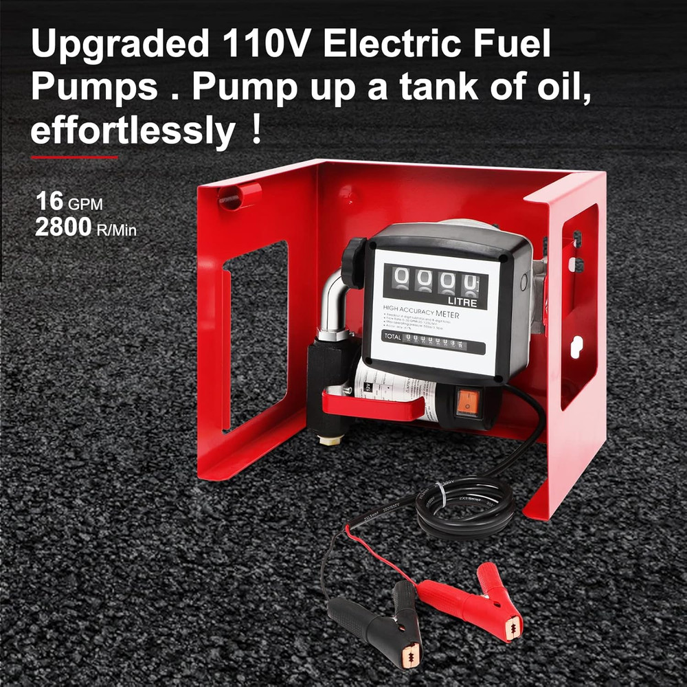 12V DC 155W Automatic Electric Transfer Fuel Pump Meter Large Flow with Crocodil