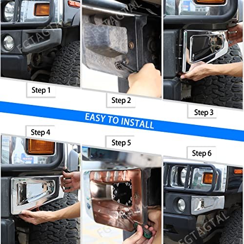 Front Bumper Corner Bezels Replacement Compatible with Hummer H2 Bright Silver