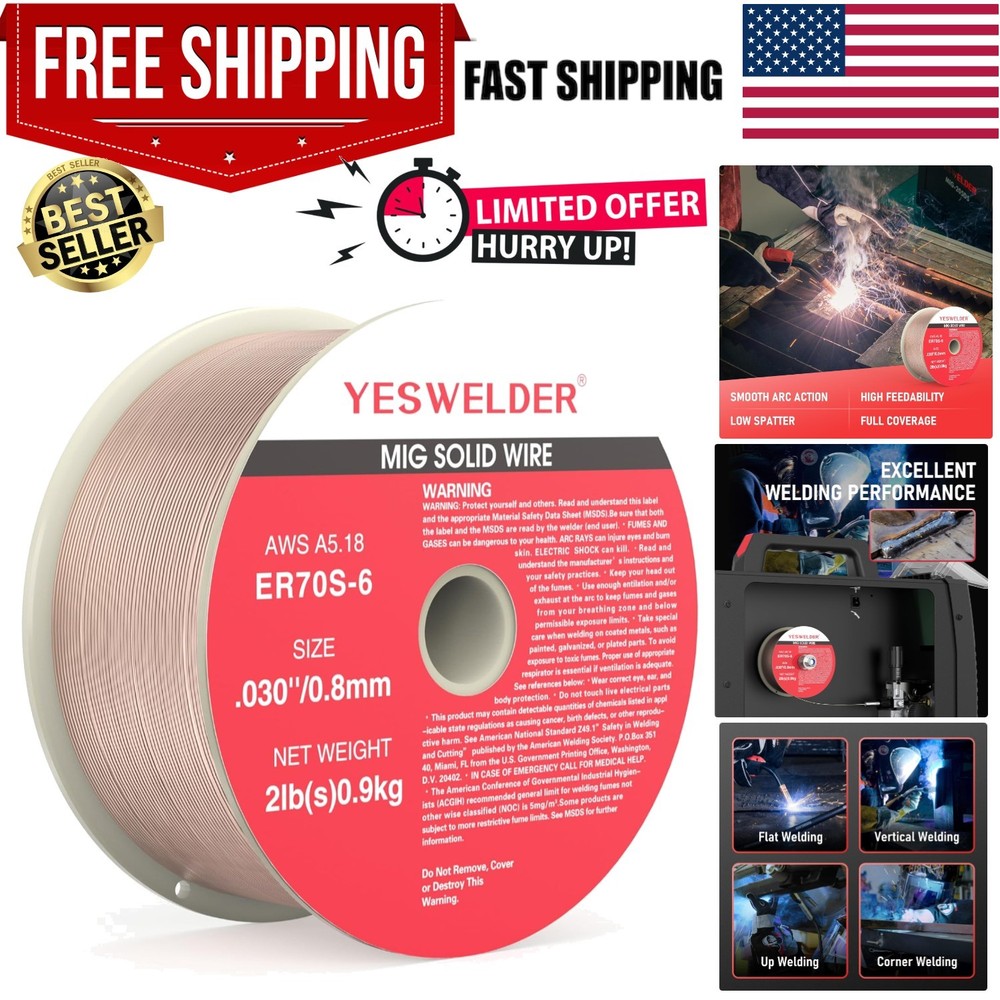 Versatile .030-Inch MIG Wire, 2-Pound Solid Carbon Steel for Effortless Welding