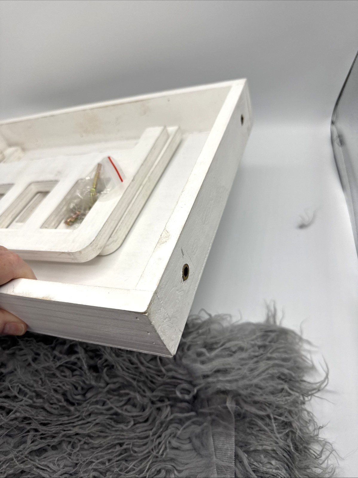 Newborn Photography Props Bed - White with Gray 0-2 Months