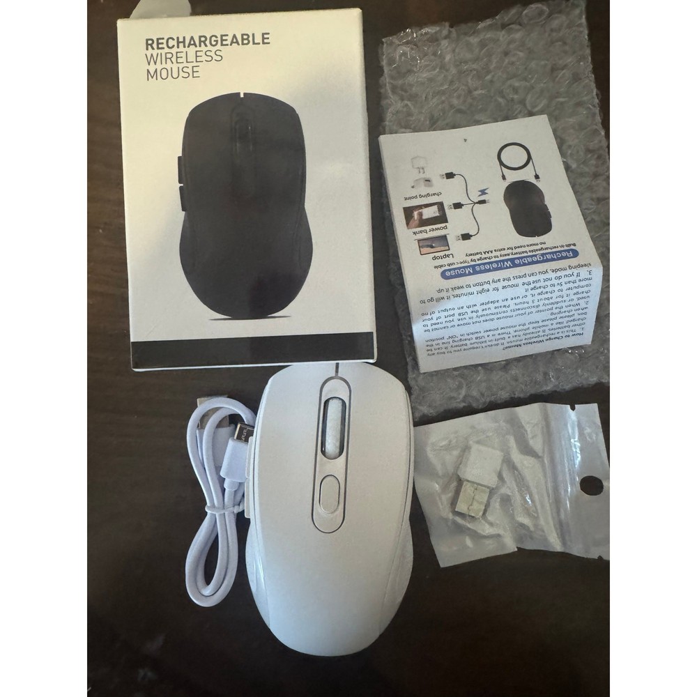Wireless Bluetooth Mouse 2.4GHz USB Type-C Receiver with Dual Mode Switch White