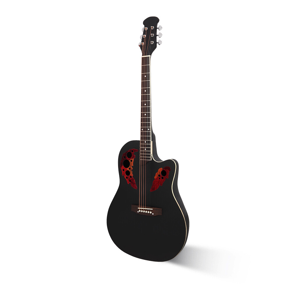 41inch Missing Corner Spruce Panel Matte Round Back Folk Guitar+bag+wrench Black