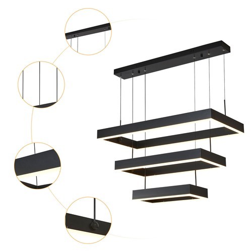 Modern LED Ceiling Light Hanging Pendant Lamp Dimmable Chandelier W/ Remote