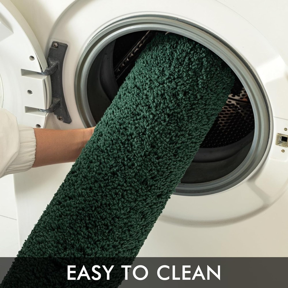MIULEE Dark Green Absorbent Bath Rugs, 1'8" x 2'6" (Rectangular),
