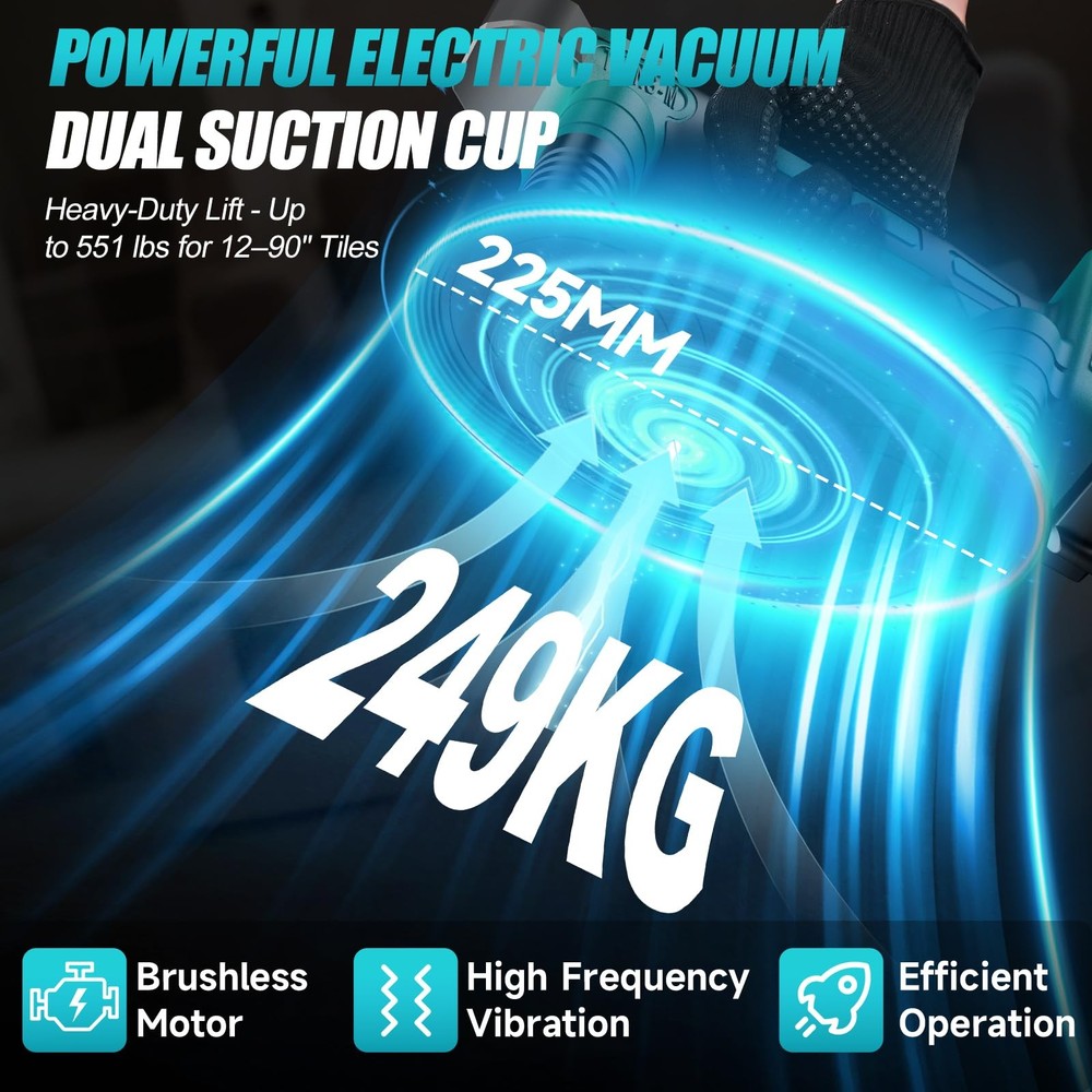 Cordless Tile Vibration Tool, Tile Vibration Leveling Machine with 2 × 1500ma...