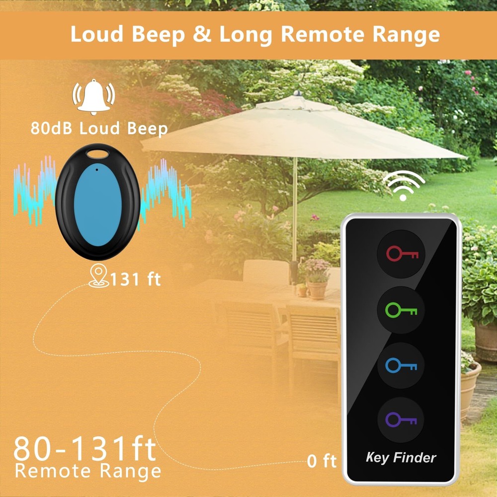 Lost Remote Control Key Finder Locator RF Range LED Light Keychain Tags 4PC