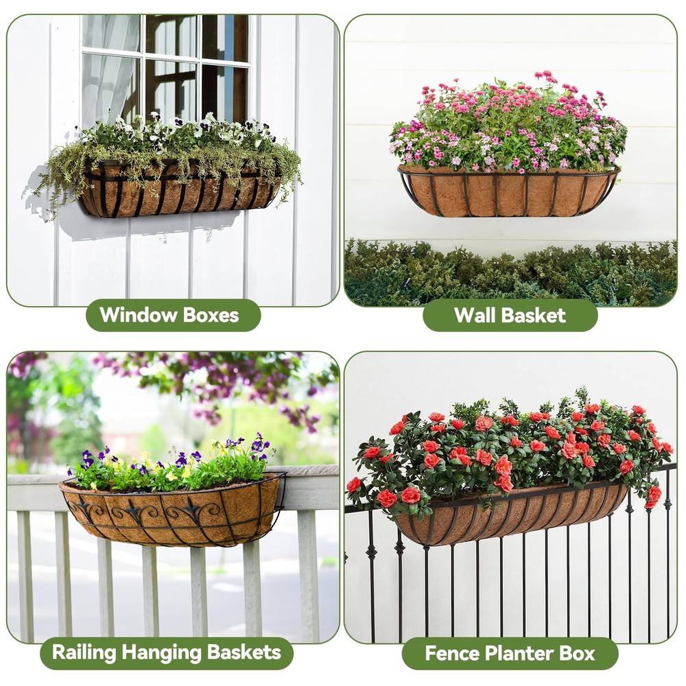 2Pcs Trough Coco Liner 30" Coco Coir Liners for Planters, Liners for Window B...