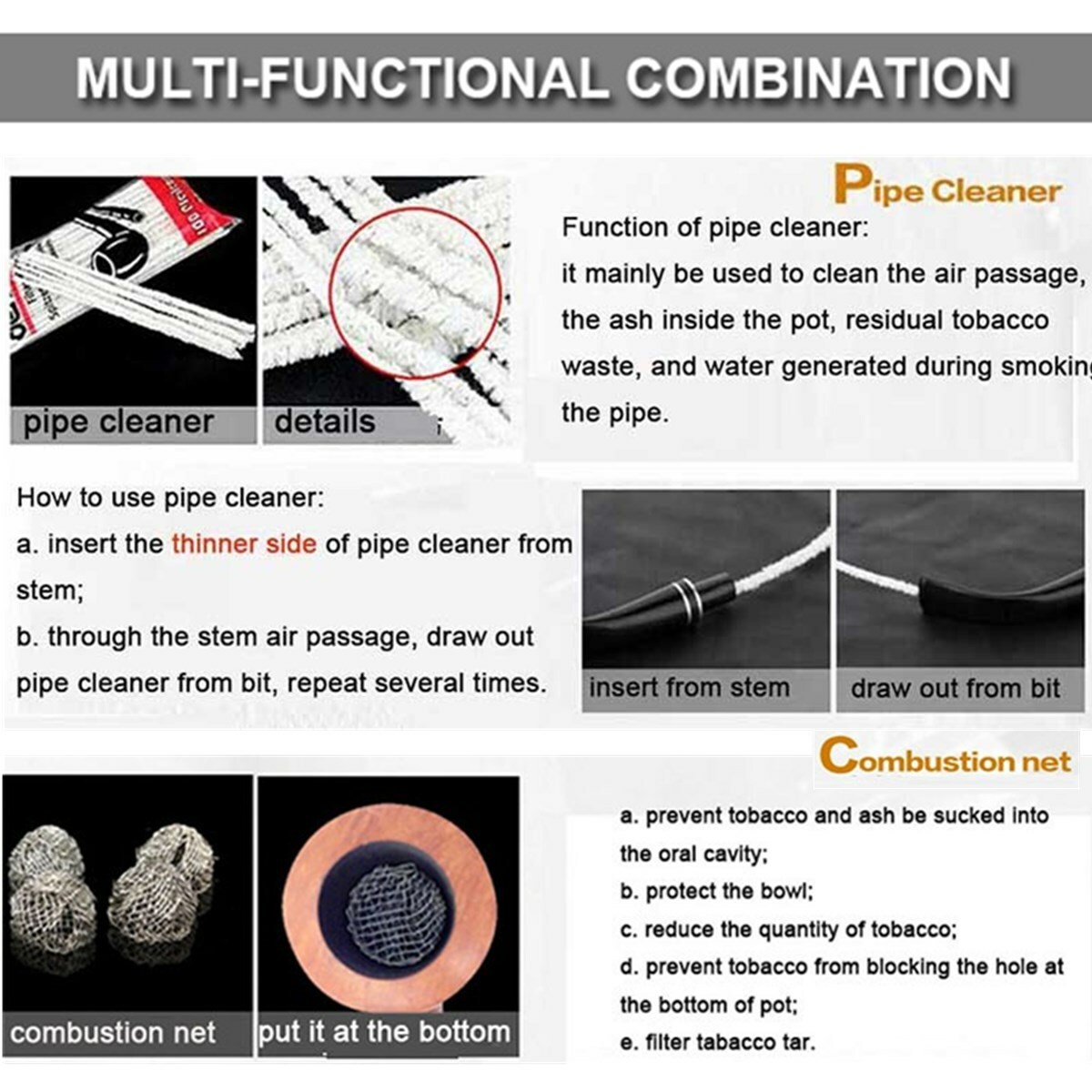 Rosewood Churchwarden Gandalf Pipe Long Stem Bent Tobacco Pipe w/ Accessories US