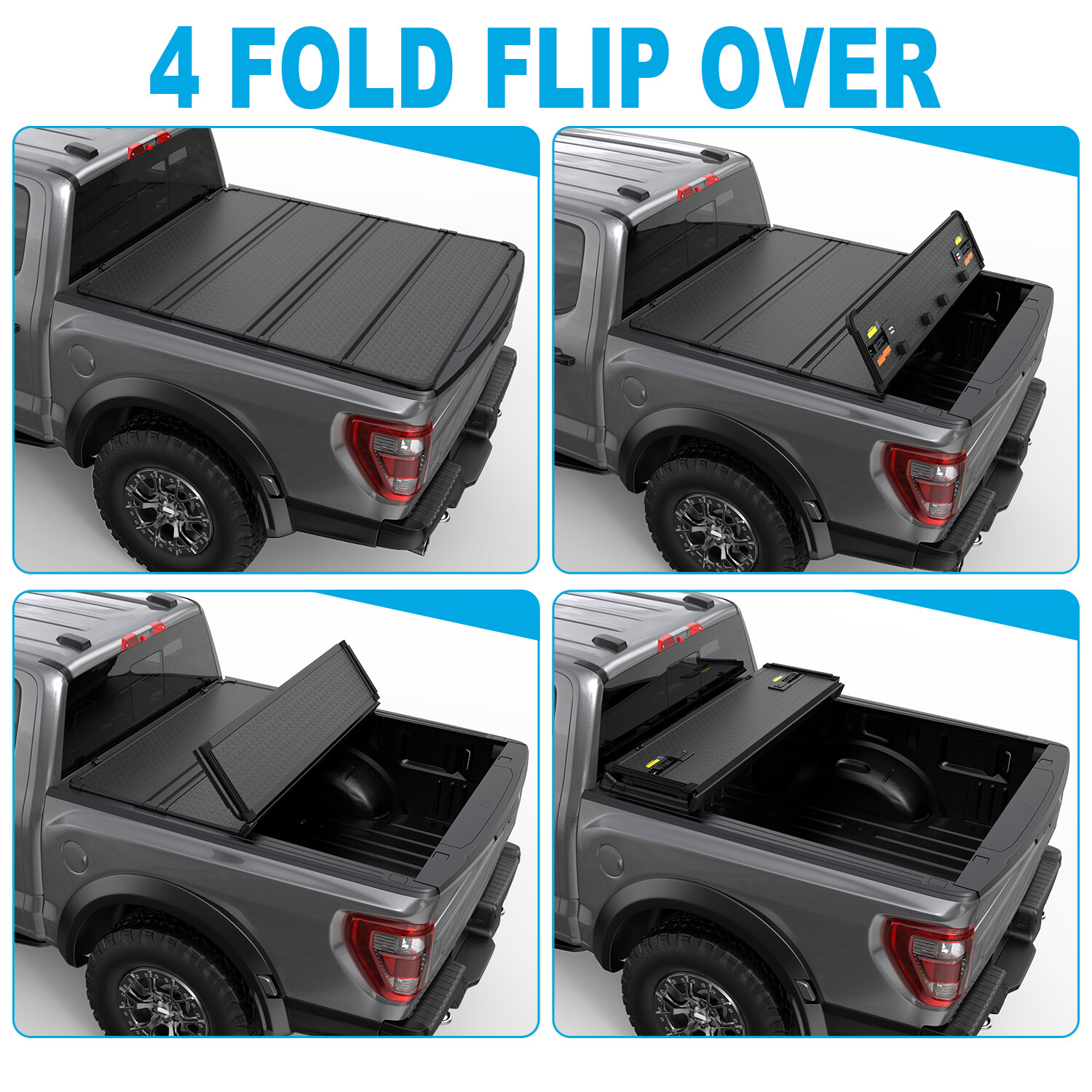 5.5FT Hard Tonneau Cover 4-Fold For 2015-2023 Ford F150 F-150 Truck Bed Cover