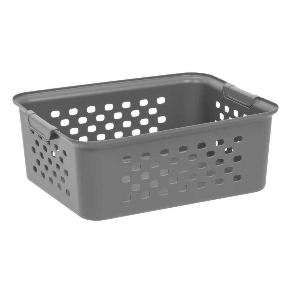 IRIS Gray Medium Plastic Storage Basket Functional Home & Office Organization