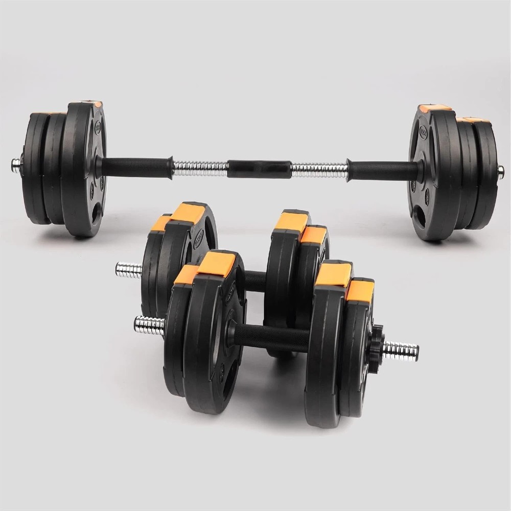 Compact 15kg Dumbbell and Barbell Set: Versatile Weight Training Solution