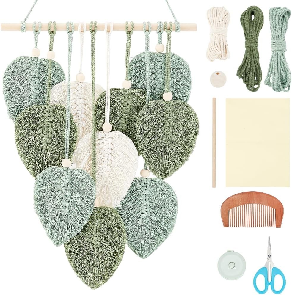 DIY Macrame Leaf Wall Hanging Beginners Macrame Kit Leaf Woven Tape