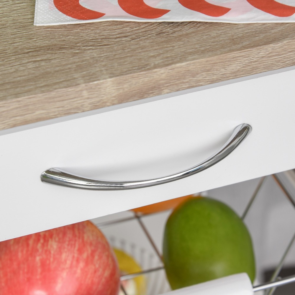 Mobile Kitchen Cart, Rolling Kitchen Island with Storage, Solid Wood Frame
