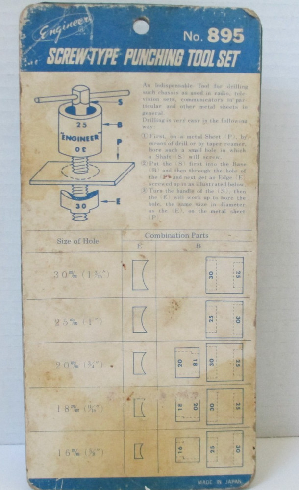 Engineer Chassis Punching Tool Set No. 895