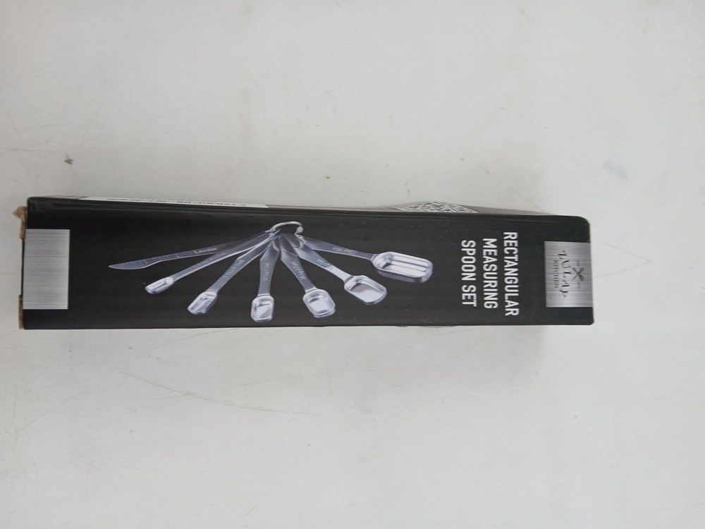 Zulay Kitchen Rectangular Measuring Spoons Set Of 7 Stainless Steel Silver
