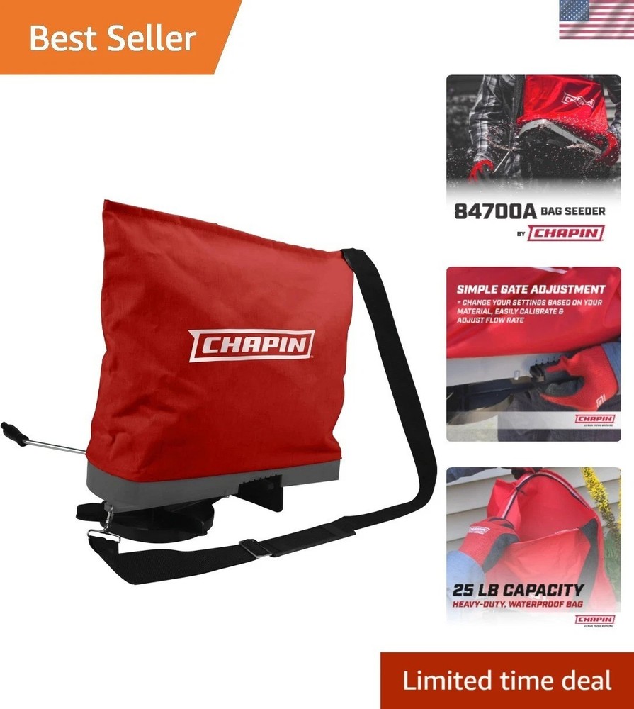 Chapin 25-Pound Waterproof Handheld Seed Spreader with Adjustable Strap, Red