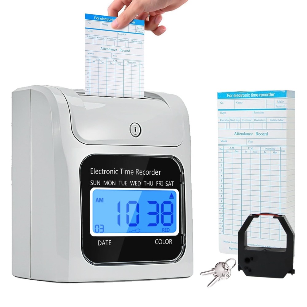 Employee Time Clocks for Small Business, Auto-Align Time Clock Punch Machine ...