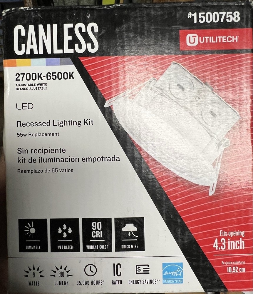 TWO (2) Utilitech Canless Recessed  Lights  #1500758 LED 2700k-6500k Adjustable