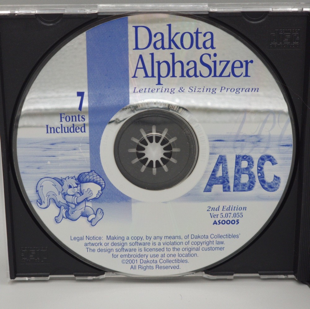 Dakota AlphaSizer 2nd Edition 2001 Embroidery Lettering Sizing Software CD Full