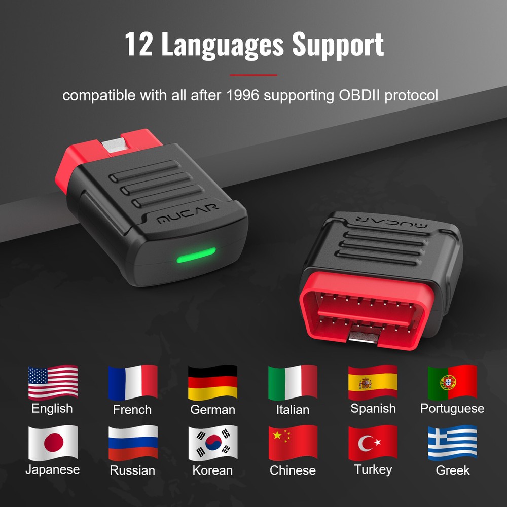 MUCAR OBD2 Scan Tool Bluetooth All System ABS SRS Engine Car Fault Code Reader