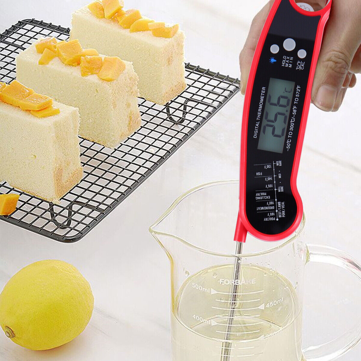 Instant Read Digital Meat Thermometer Fast for Kitchen Food Cooking BBQ Grilling