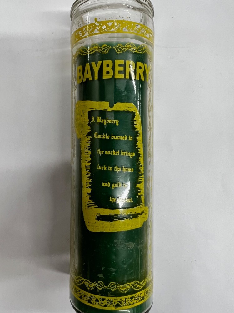 BAYBERRY SCENTED GREEN PILLAR CANDLE IN GLASS (ARRAYAN)