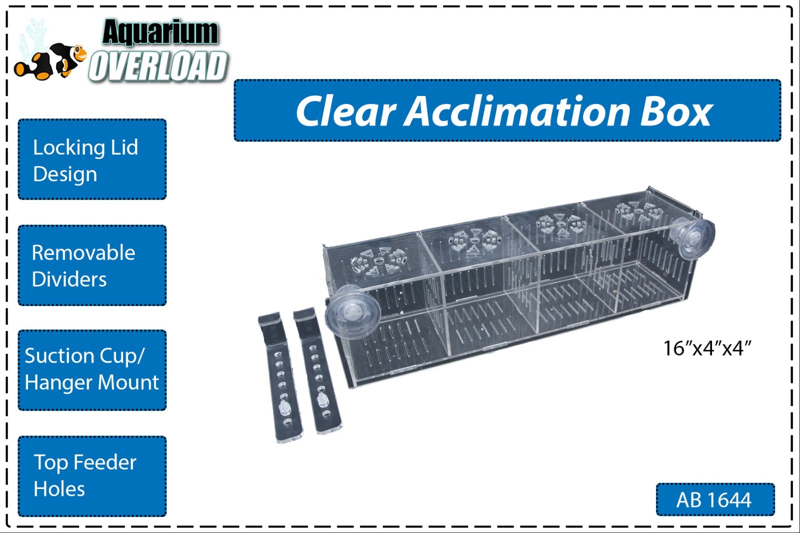 Aquarium Overload Clear Acclimation Breeder Mushroom Quarantine Box Free US Ship