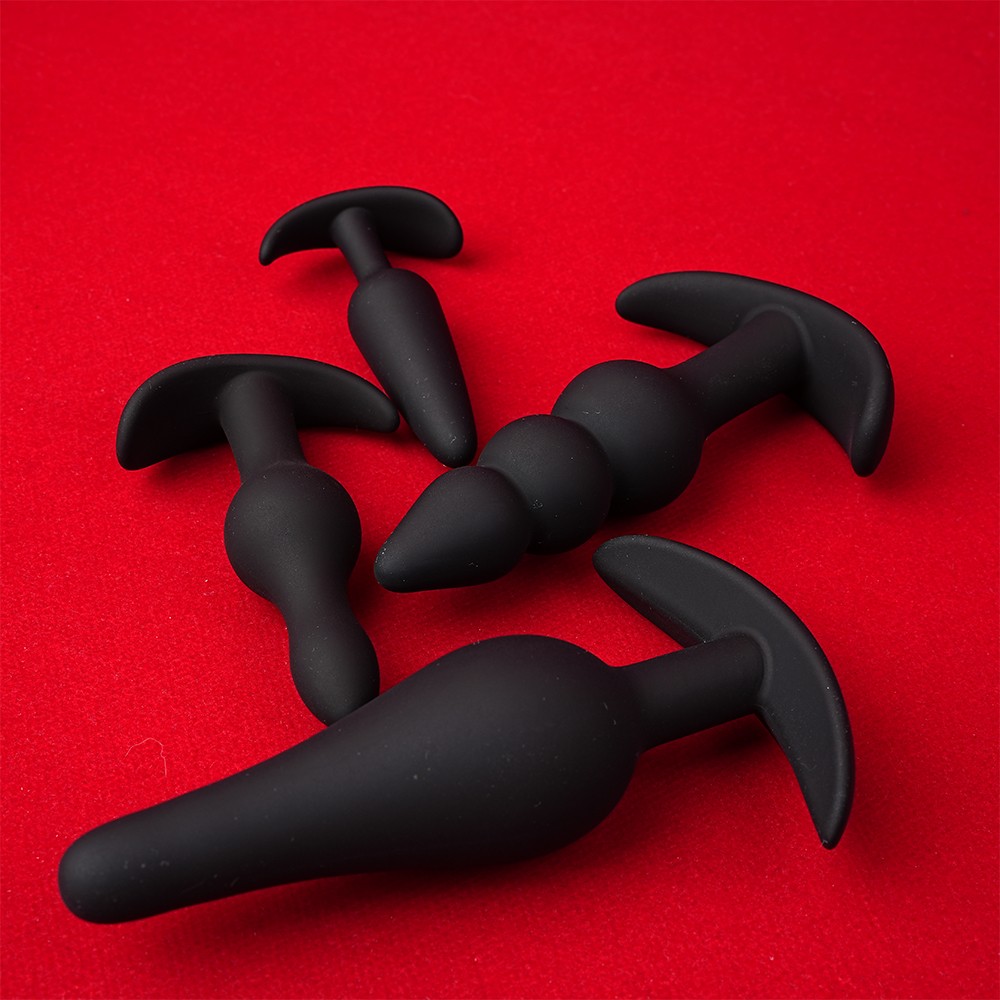 4PCS Silicone Anal Butt Plug Training Starter Kits Beginner Dildo Trainer Set US