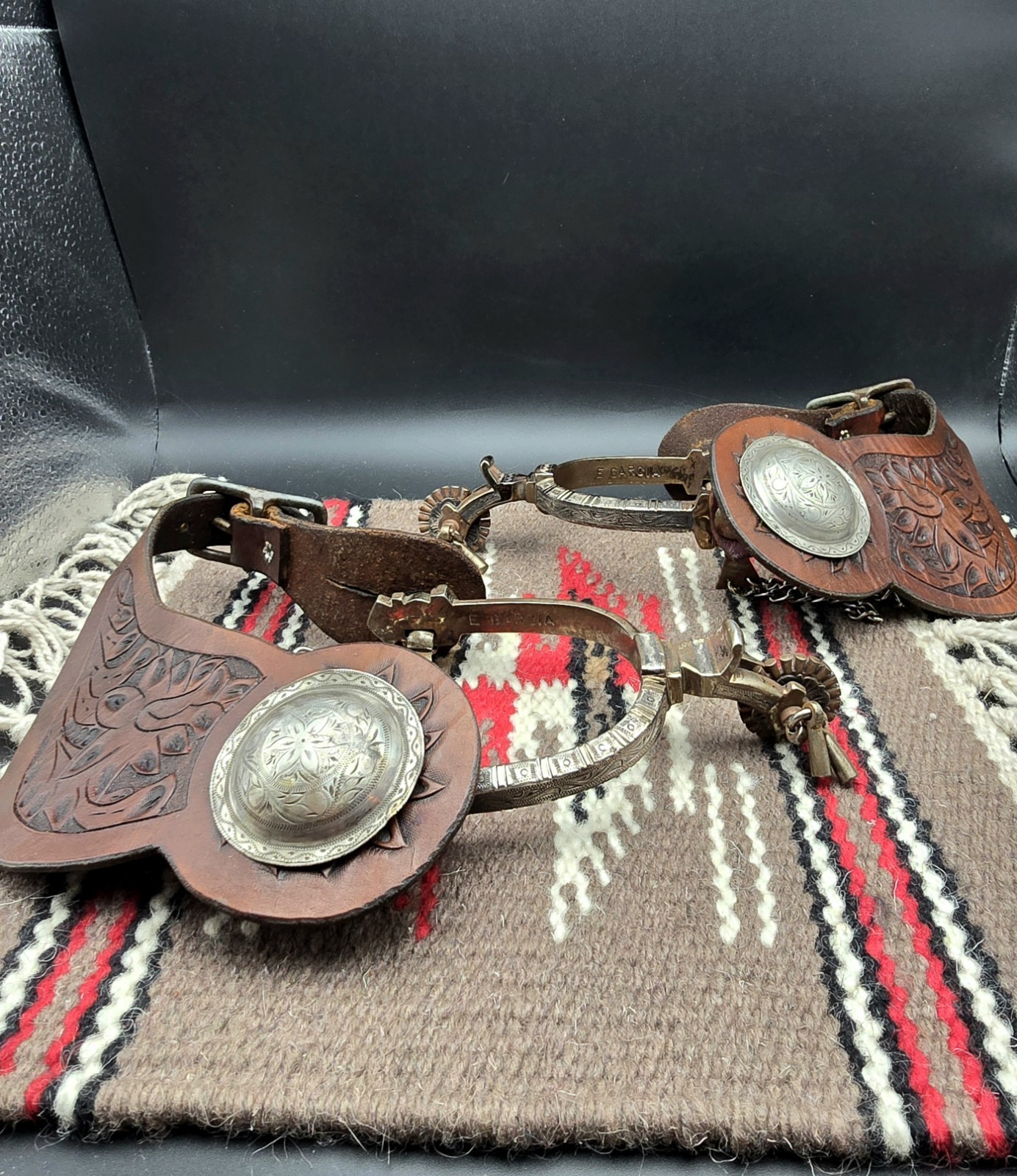 Vintage E. Garcia Silver Overlay Spurs