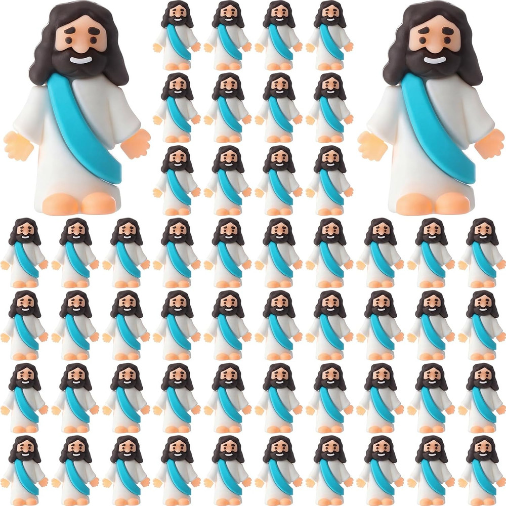 Barydat 200 Pack Mini Jesus Figurines Bulk Easter Tiny Jesus Figures Pocket Rubb