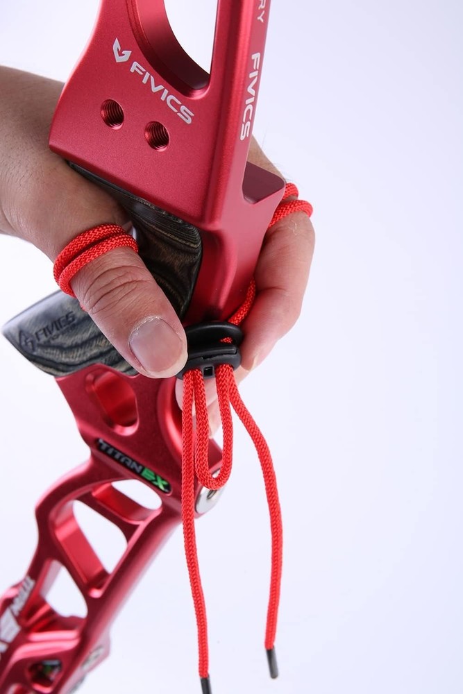 Durable Vivid Red Archery Finger Sling - Adjustable Handmade Accessory for Bows